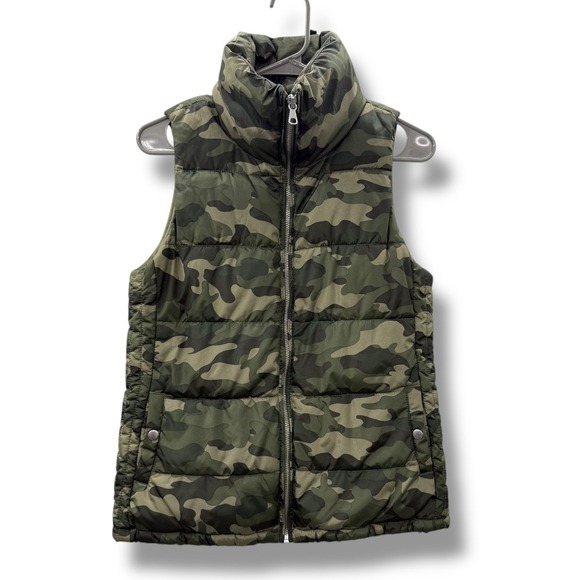 Old Navy Jackets & Blazers - Old Navy Camo Puffer Vest Women's XS Green Sleeveless Outdoor Layered Fall
